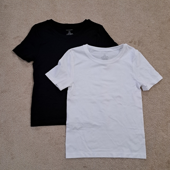 Tahari Tops - Set Of 2 Tahari Tees Smoothing T-shirts Black White Women's Size Small Crewneck